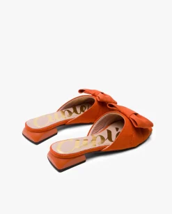 Sandalias Planas*Cuplé Pala Acolchada Ultrasuede Naranja