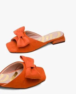 Sandalias Planas*Cuplé Pala Acolchada Ultrasuede Naranja