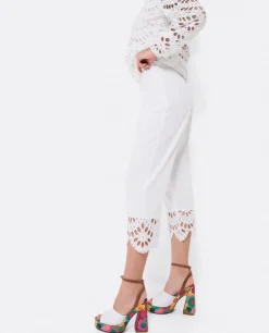 Pantalones*Cuplé Pantalon Bajo Guipur Algodon Blanco