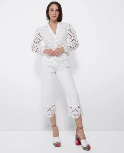 Pantalones*Cuplé Pantalon Bajo Guipur Algodon Blanco