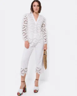 Pantalones*Cuplé Pantalon Bajo Guipur Algodon Blanco