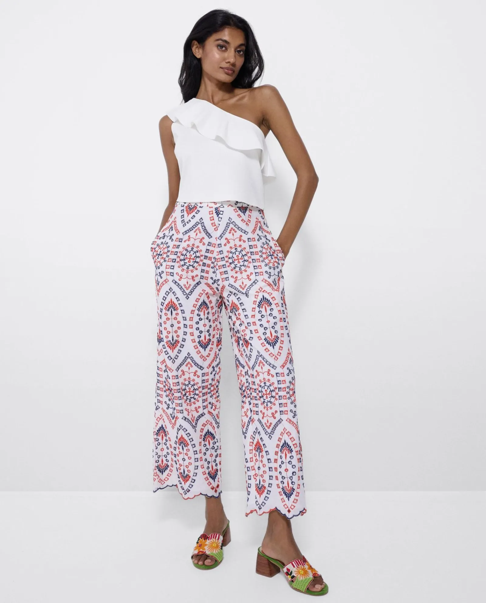 Pantalones*Cuplé Pantalon Bordado Algodon Multicolor
