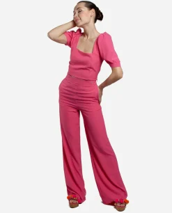 Pantalones*Cuplé Pantalon Campana Crep Fucsia