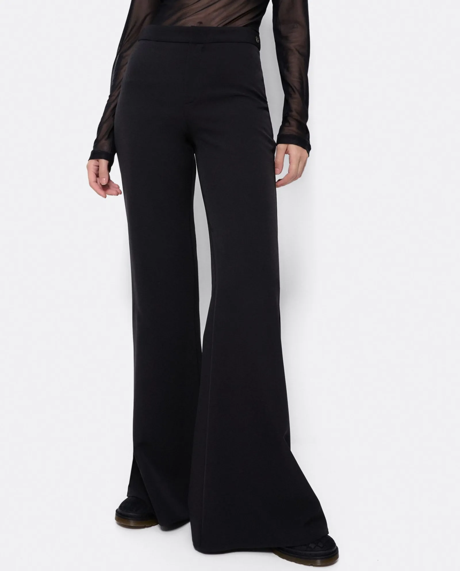 Pantalones*Cuplé Pantalon Campana Doble Tela Negro