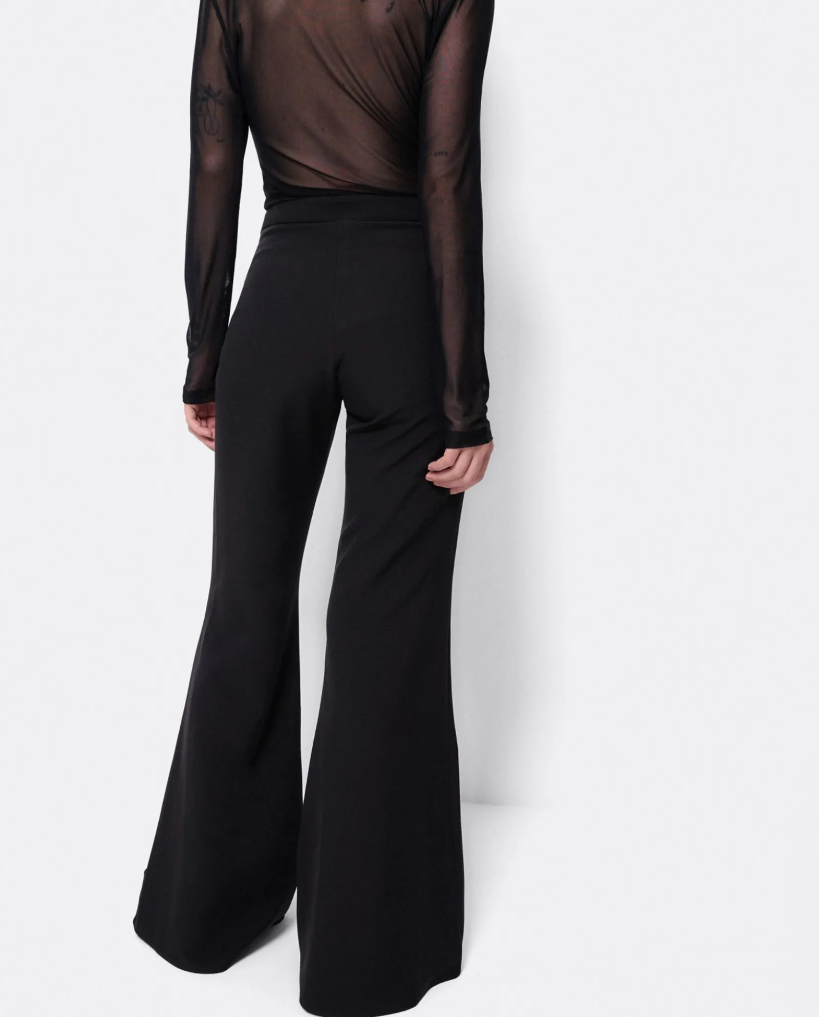 Pantalones*Cuplé Pantalon Campana Doble Tela Negro