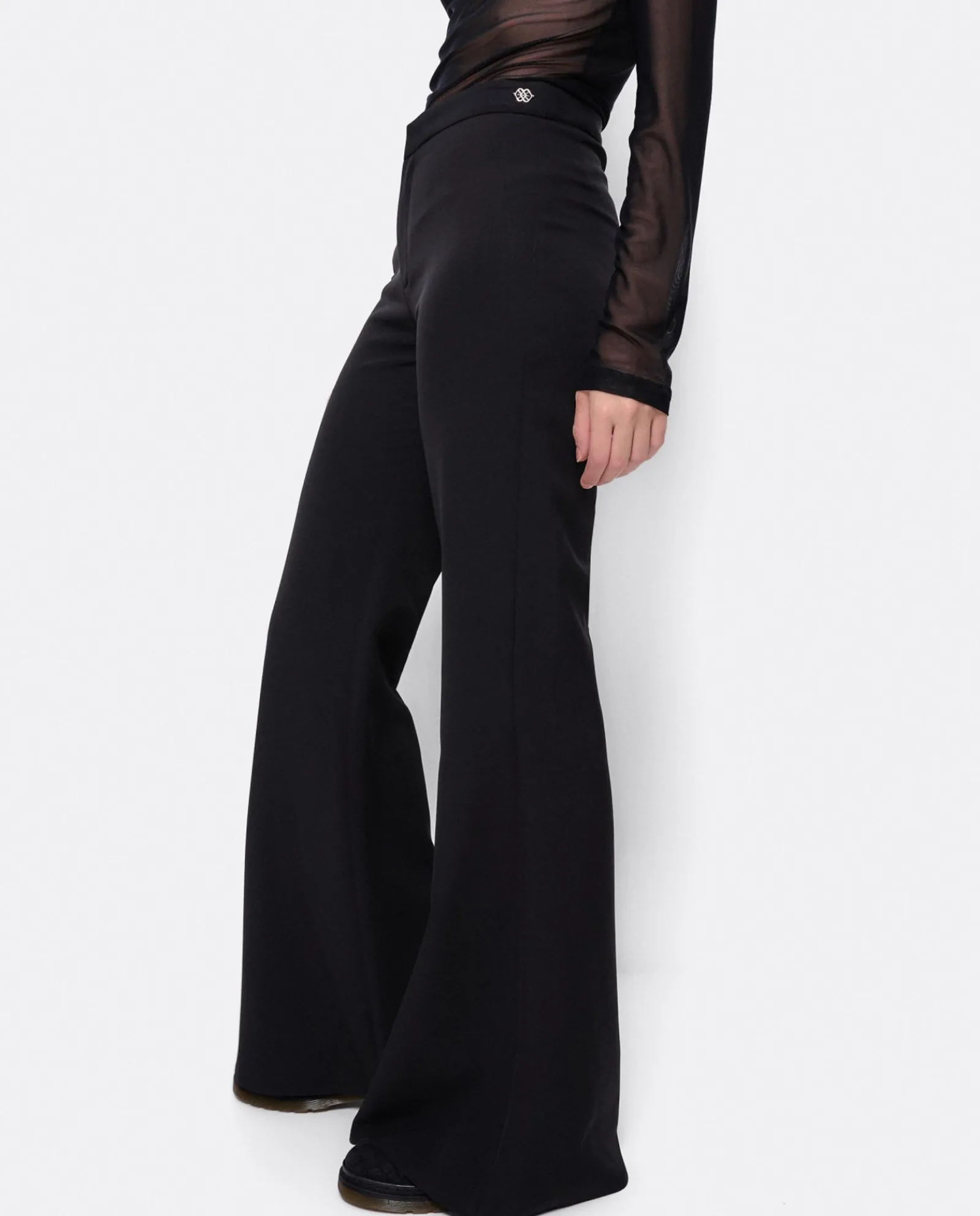 Pantalones*Cuplé Pantalon Campana Doble Tela Negro
