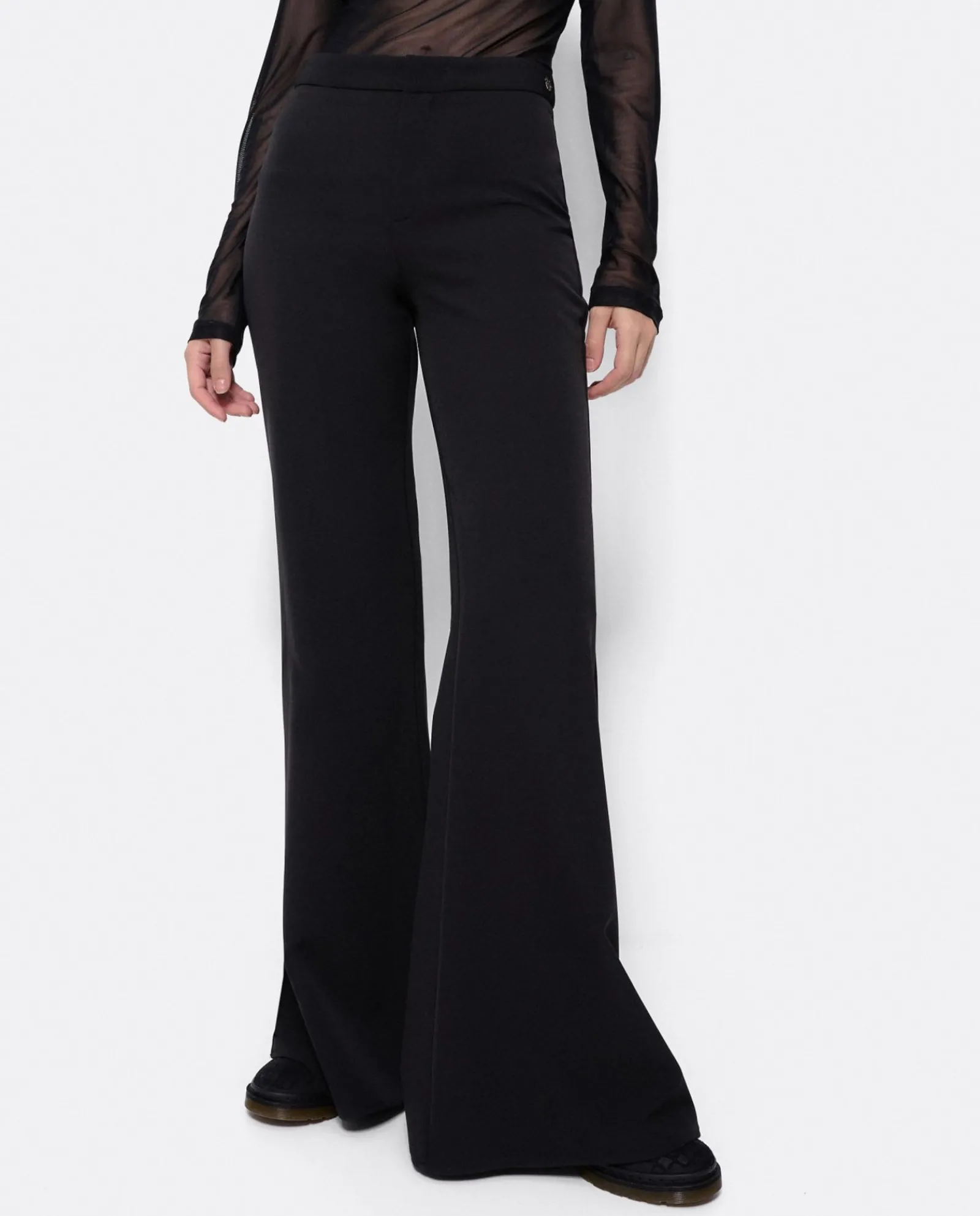 Pantalones*Cuplé Pantalon Campana Doble Tela Negro