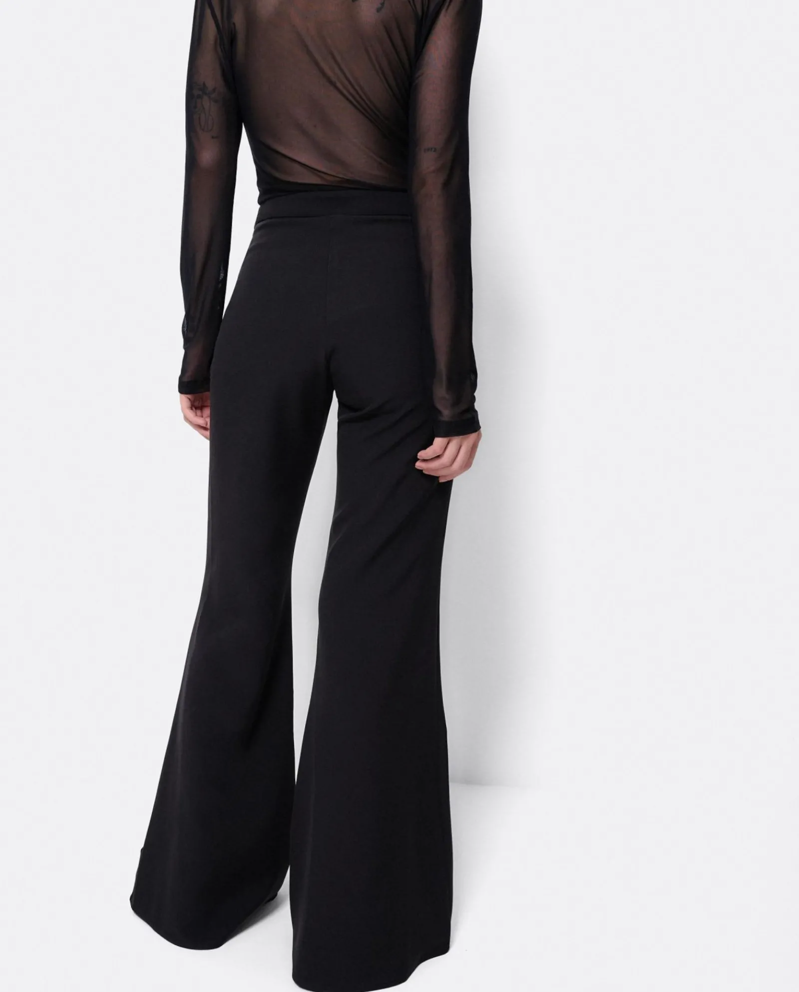 Pantalones*Cuplé Pantalon Campana Doble Tela Negro