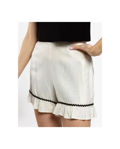 Pantalones*Cuplé Pantalon Corto Volante Jacquard Blanco