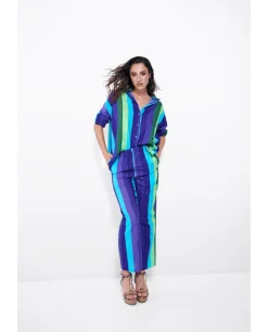 Pantalones*Cuplé Pantalon Recto Algodon Rayas Azul