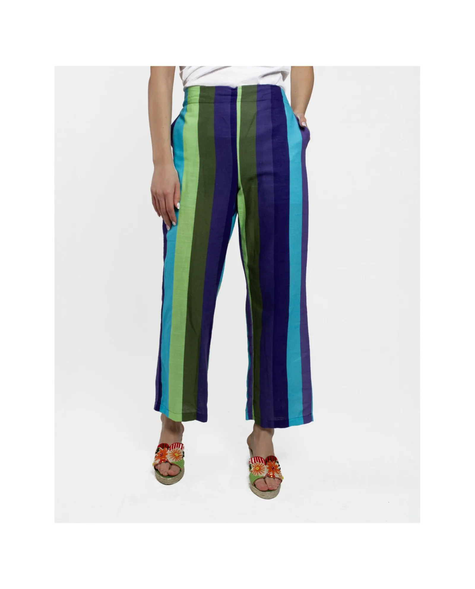 Pantalones*Cuplé Pantalon Recto Algodon Rayas Azul