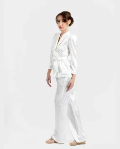 Pantalones*Cuplé Pantalon Recto Jacquard Blanco