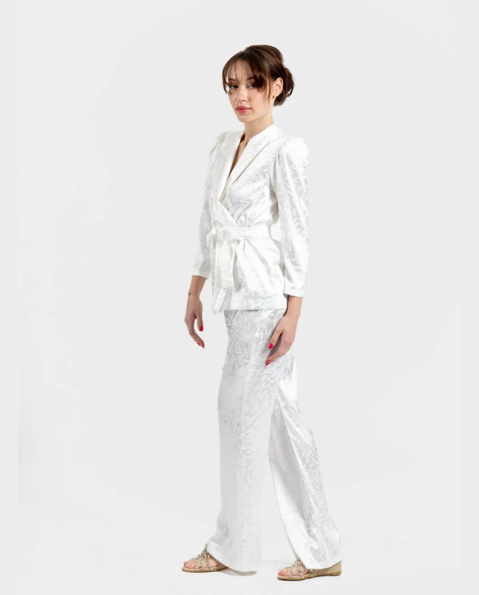 Pantalones*Cuplé Pantalon Recto Jacquard Blanco