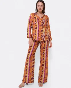 Pantalones*Cuplé Pantalon Recto Tejido Estampado Etnico