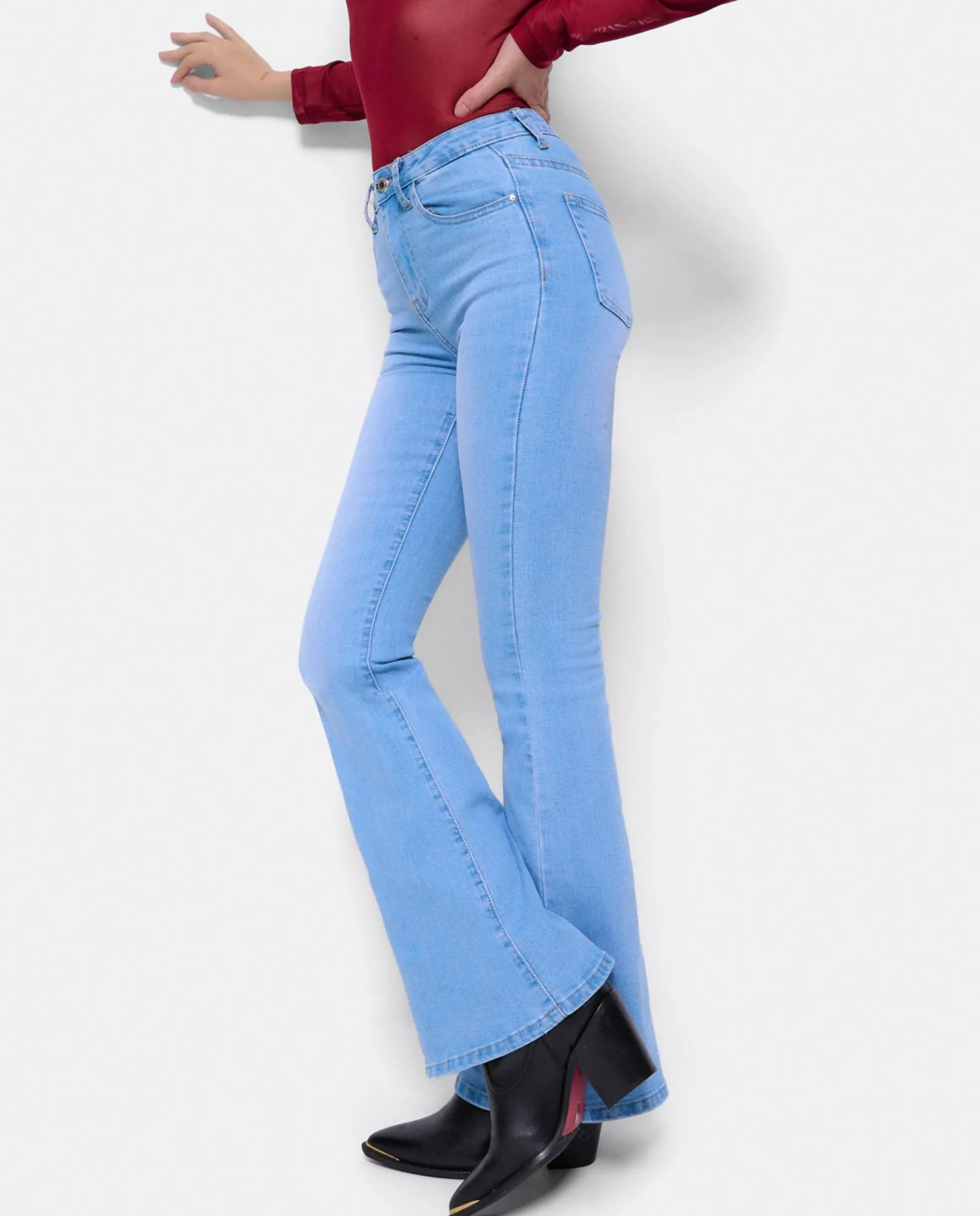 Pantalones*Cuplé Pantalon Vaquero Con Campana Vaquero Azul