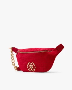 Riñoneras Y Mochilas*Cuplé Rinonera Letras Serraje Coco Rojo