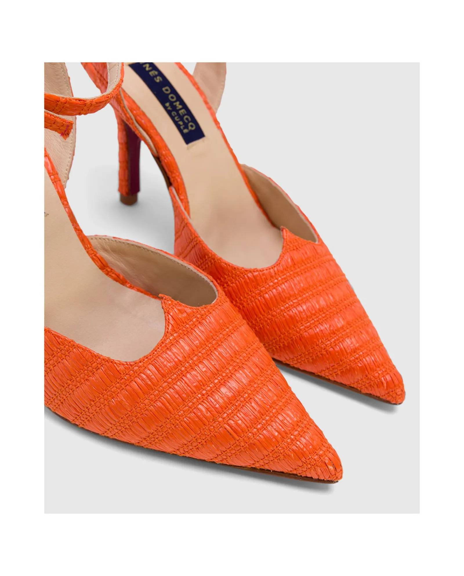 Zapatos Tacón*Cuplé Salon Dest. Vejer Rafia Naranja