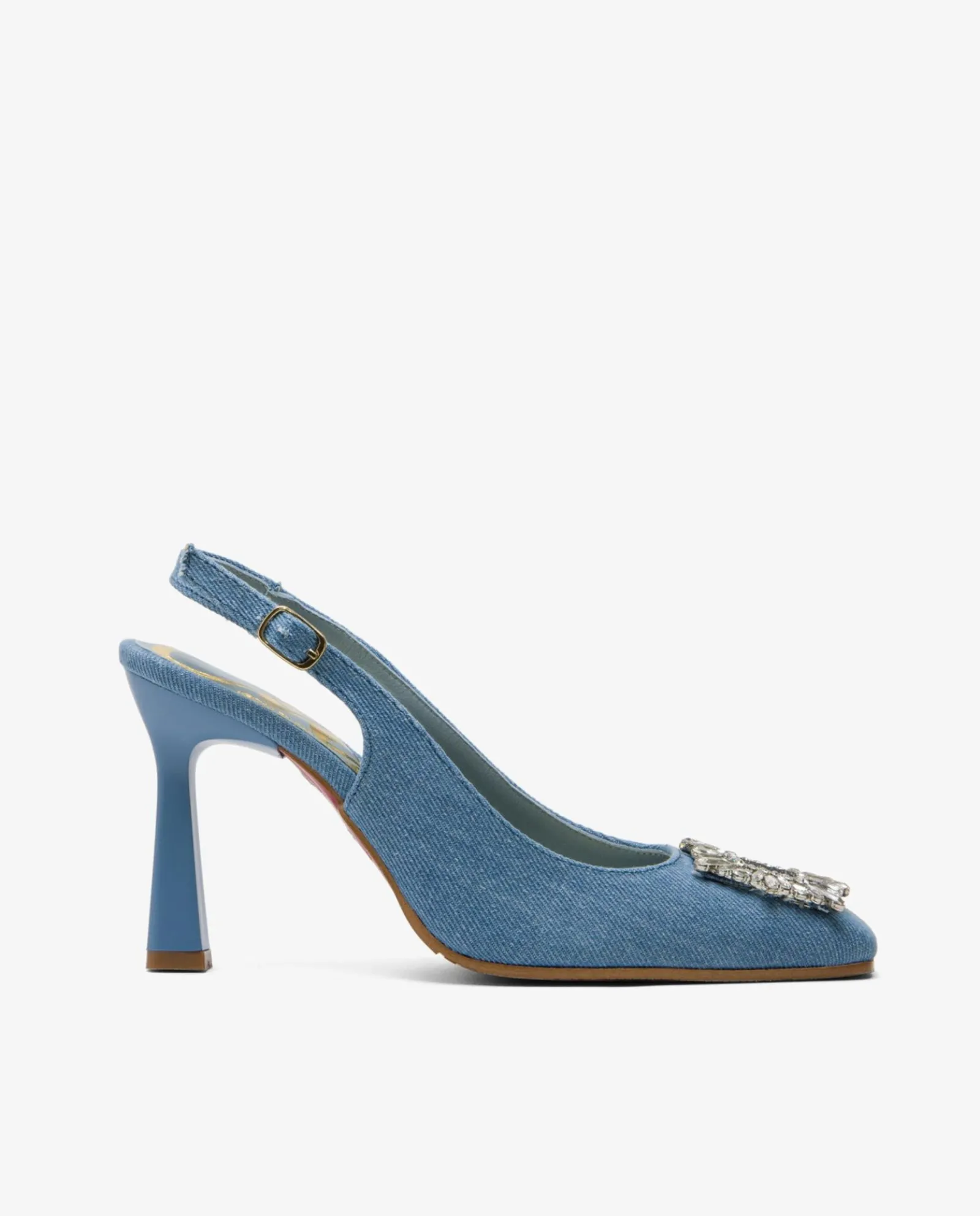 Salones & Stilletos*Cuplé Salon Destalonado Adorno Cristal Vaquero Azul