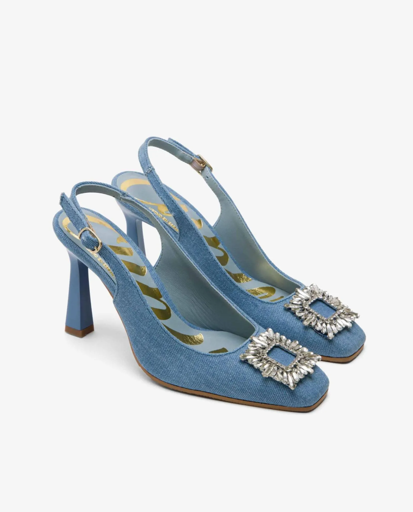 Salones & Stilletos*Cuplé Salon Destalonado Adorno Cristal Vaquero Azul