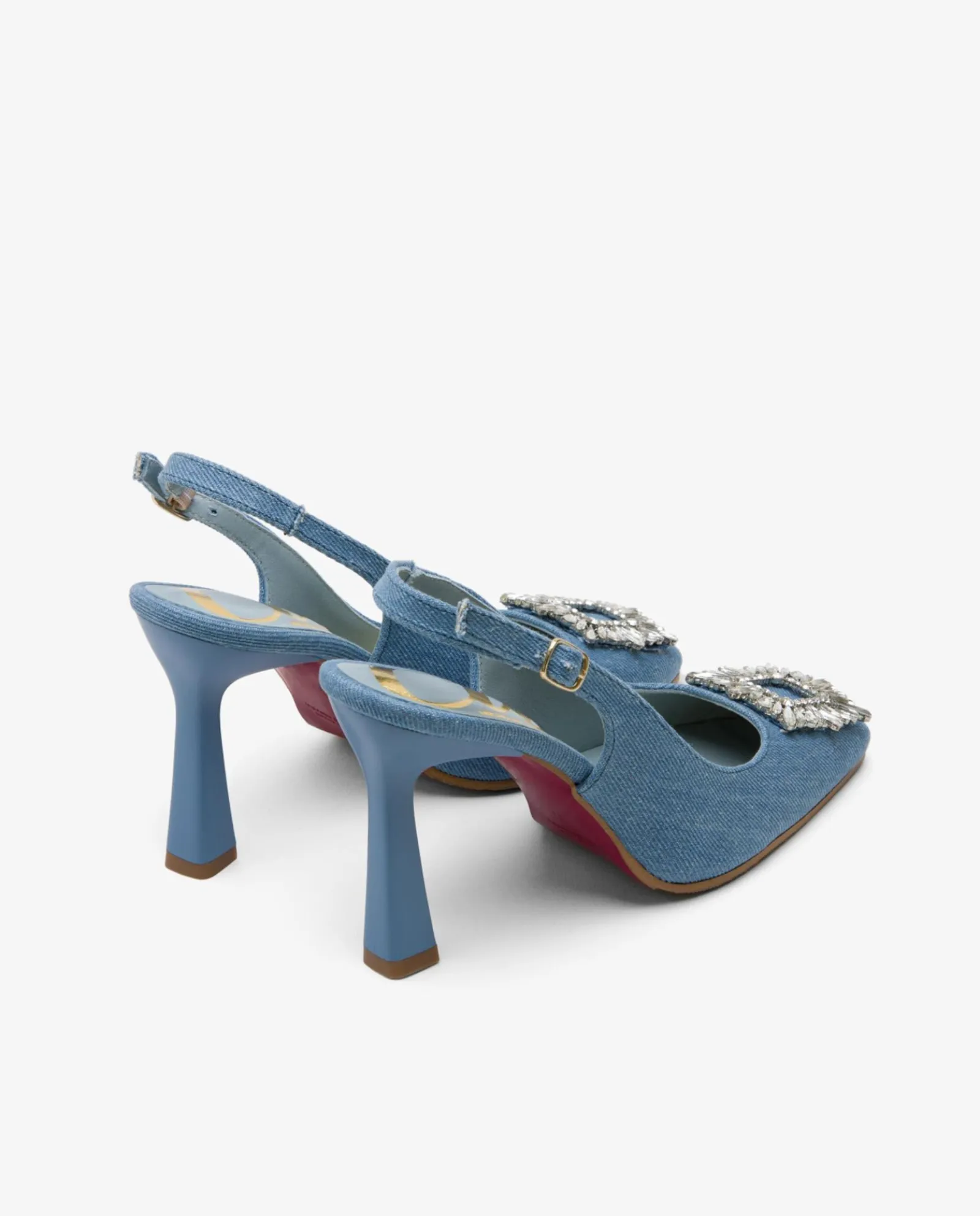 Salones & Stilletos*Cuplé Salon Destalonado Adorno Cristal Vaquero Azul