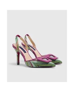 Zapatos Tacón*Cuplé Salon Destalonado Algeciras Medio Textil Multicolo