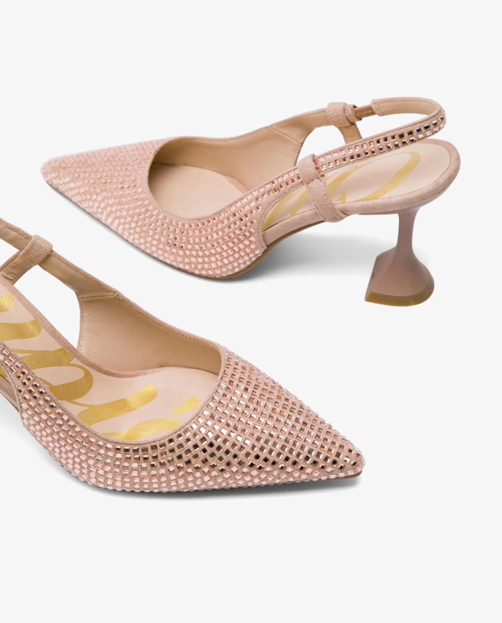 Salones & Stilletos*Cuplé Salon Destalonado Strass Raso Beig