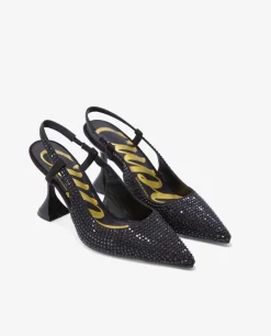 Salones & Stilletos*Cuplé Salon Destalonado Strass Raso Negro