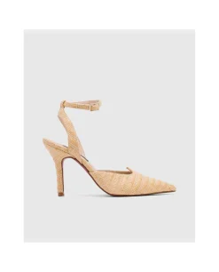 Zapatos Tacón*Cuplé Salon Destalonado Vejer Rafia Beig