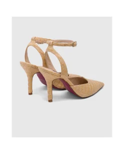 Zapatos Tacón*Cuplé Salon Destalonado Vejer Rafia Beig