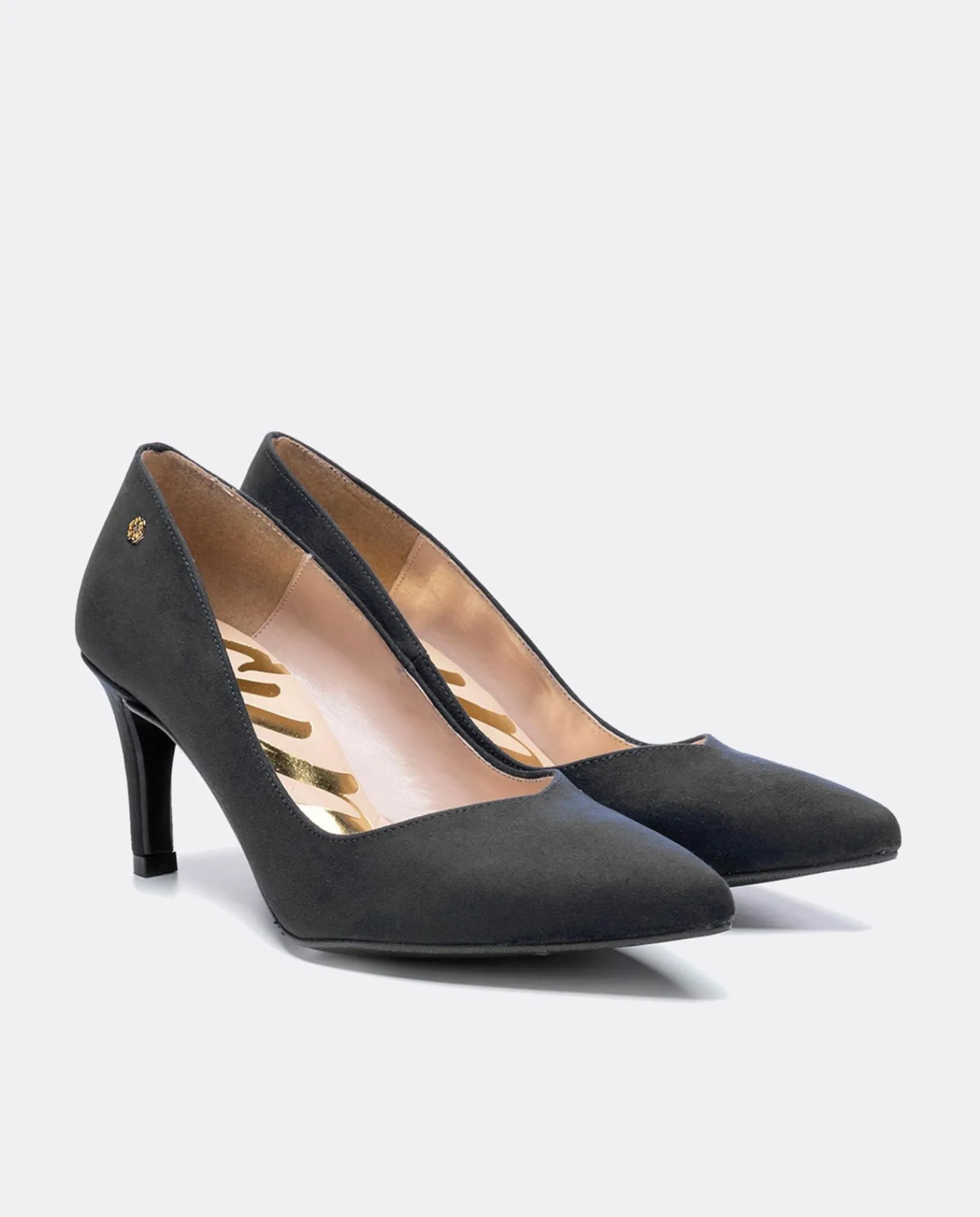 Salones & Stilletos*Cuplé Salon Pico Ultrasuede Negro