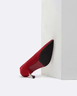 Salones & Stilletos*Cuplé Salon Pico Ultrasuede Rojo