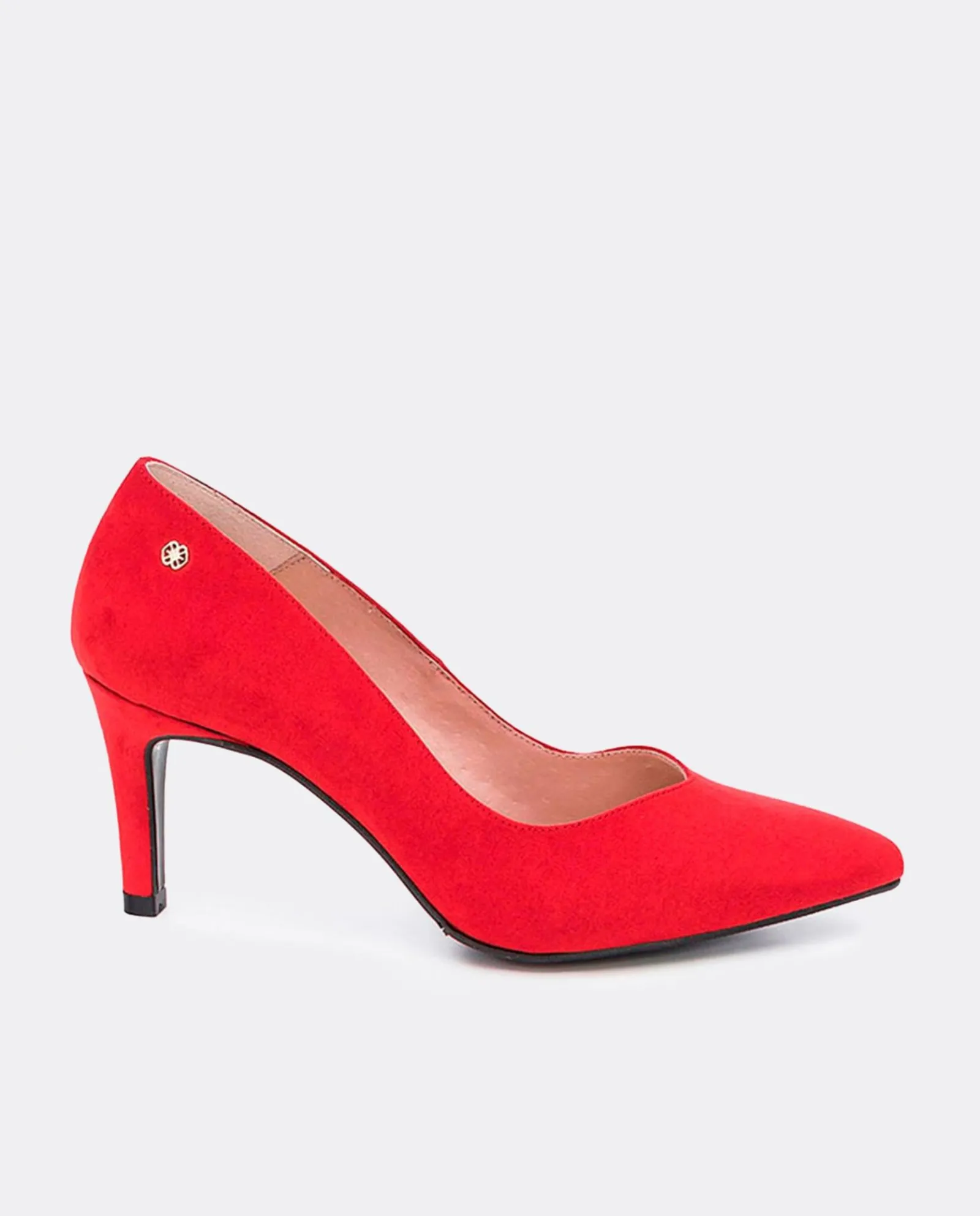 Salones & Stilletos*Cuplé Salon Pico Ultrasuede Rojo
