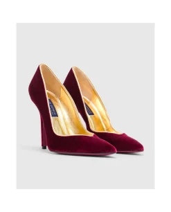 Zapatos Tacón*Cuplé Salonjerez Alto Terciopelo Burdeos