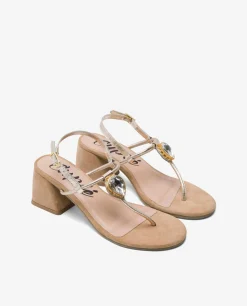 Sandalias*Cuplé Sand. Joya Tacón Napa Oro