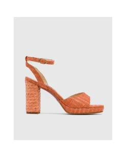 Zapatos Tacón*Cuplé Sandalia Almunecar Rafia Naranja