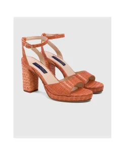 Zapatos Tacón*Cuplé Sandalia Almunecar Rafia Naranja