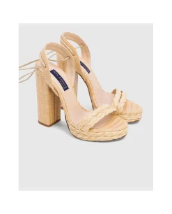 Zapatos Tacón*Cuplé Sandalia El Puerto Rafia Beig