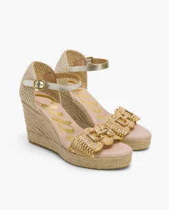 Cuñas*Cuplé Sandalia Herraje Rafia Beig