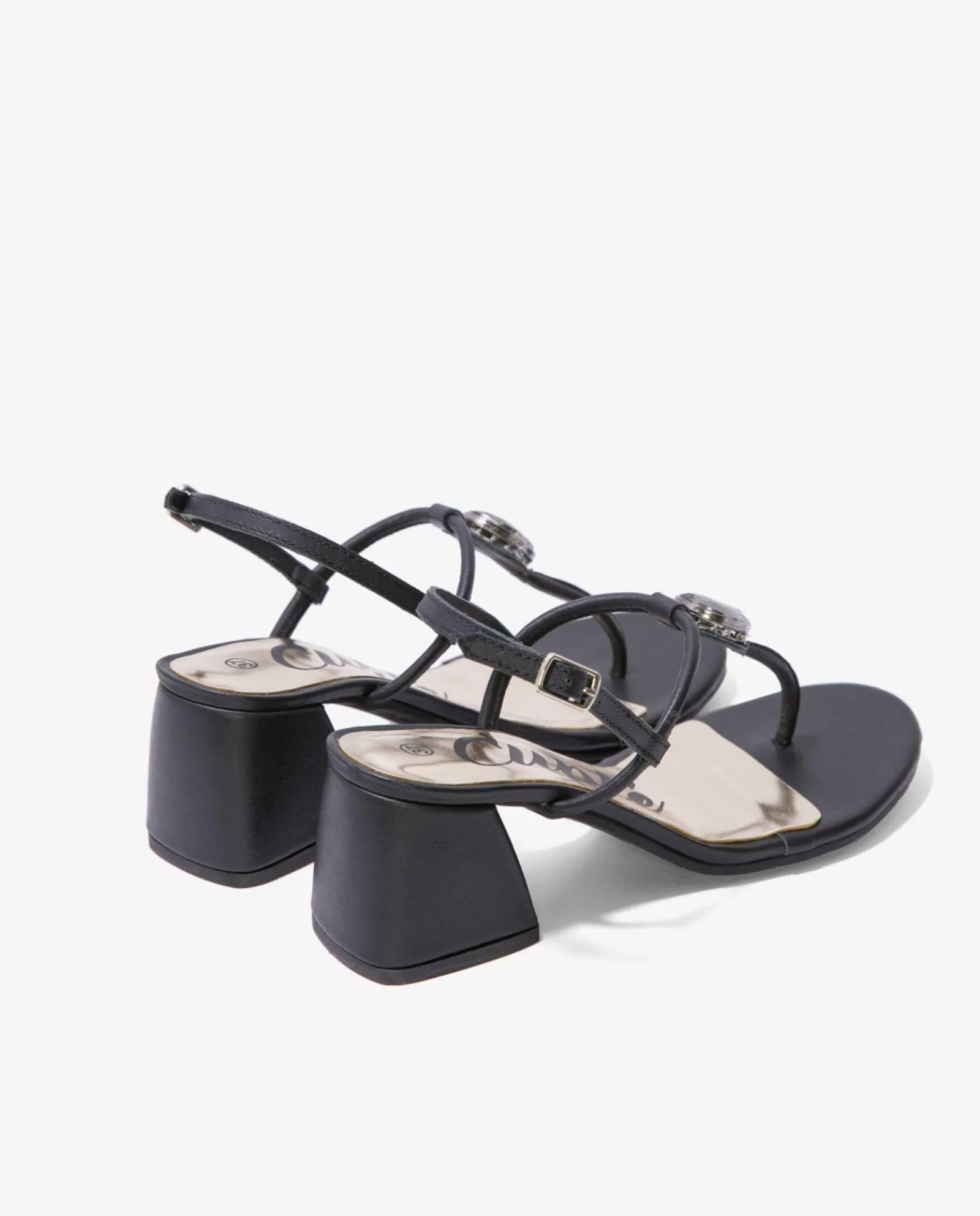 Sandalias Con Tacón*Cuplé Sandalia Joya Tacón Napa Negro