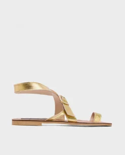 Zapatos Planos*Cuplé Sandalia Las Negras Napa Oro