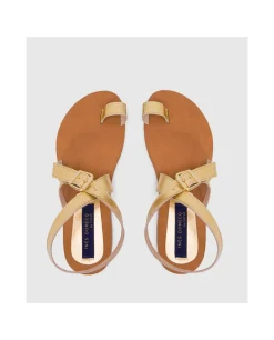 Zapatos Planos*Cuplé Sandalia Las Negras Napa Oro