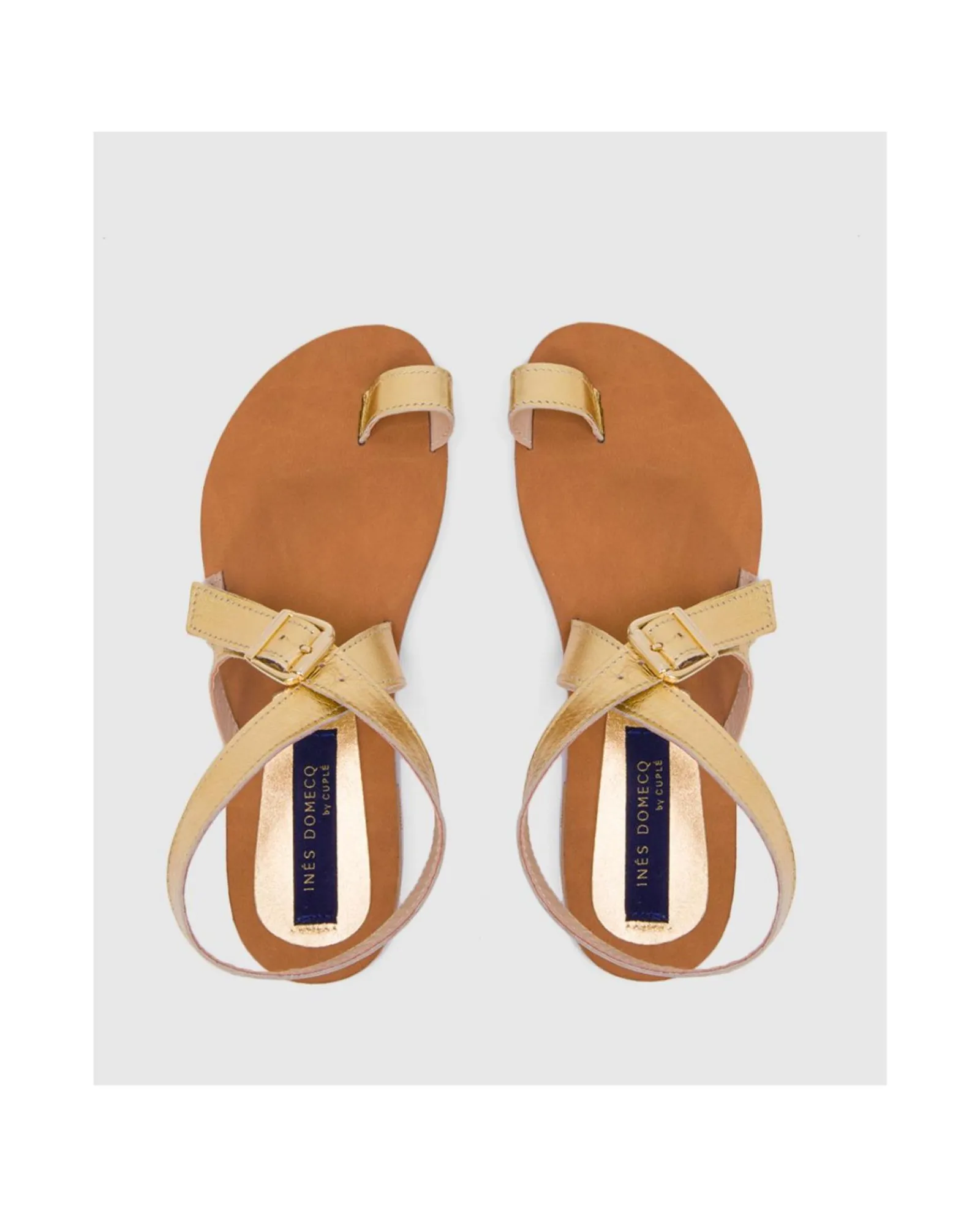 Zapatos Planos*Cuplé Sandalia Las Negras Napa Oro