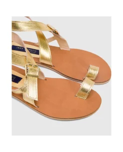 Zapatos Planos*Cuplé Sandalia Las Negras Napa Oro