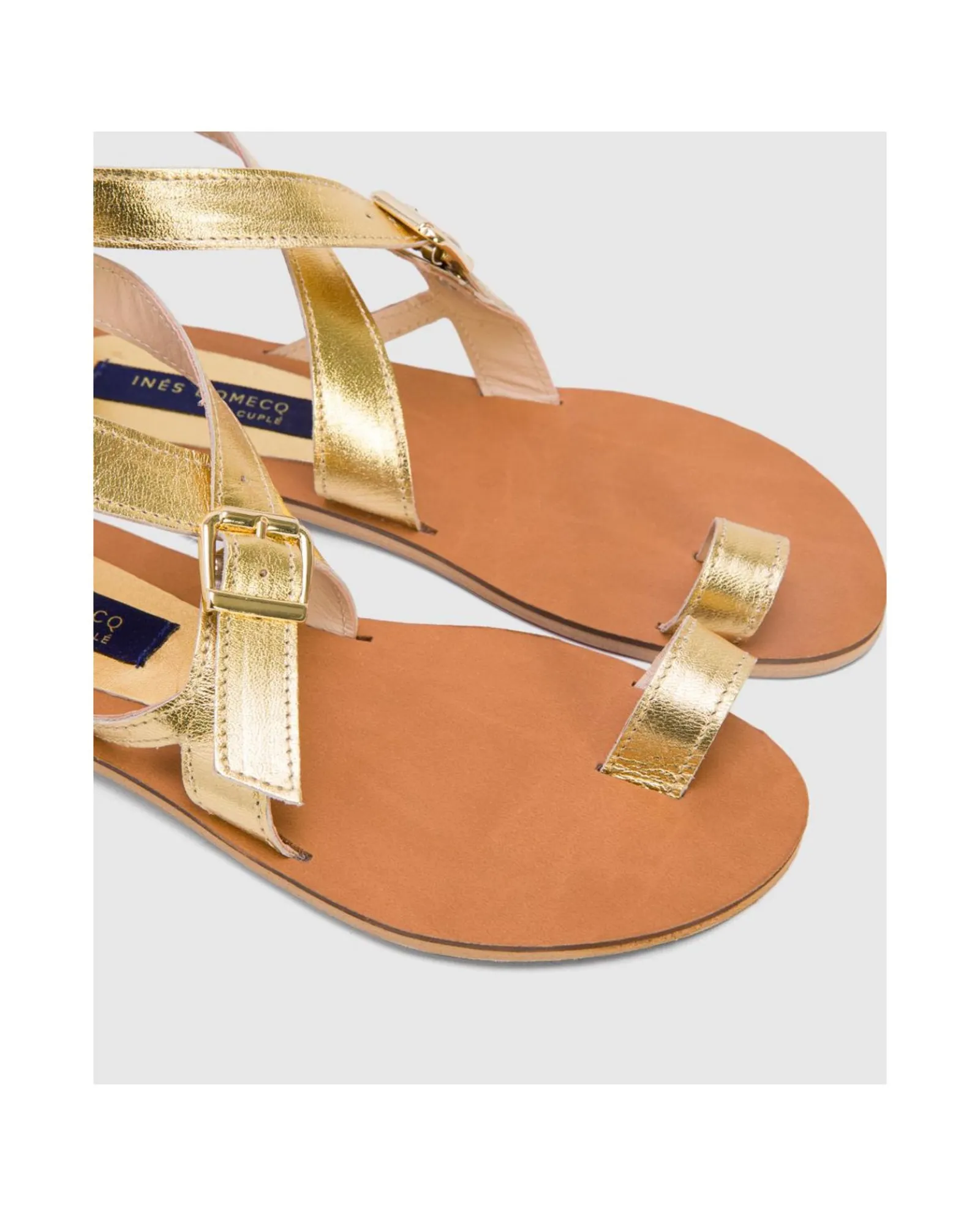 Zapatos Planos*Cuplé Sandalia Las Negras Napa Oro