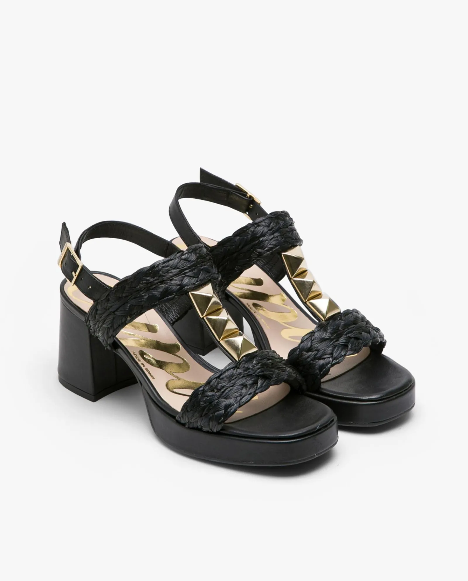 Sandalias*Cuplé Sandalia Piramides Rafia Negro