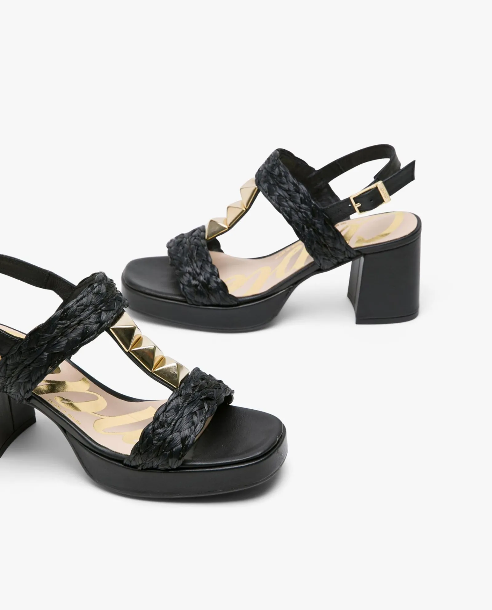 Sandalias*Cuplé Sandalia Piramides Rafia Negro