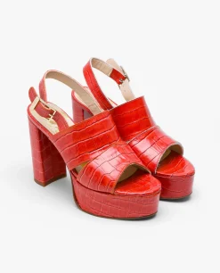 Sandalias*Cuplé Sandalia Plataforma Napa Coco Naranja