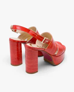 Sandalias*Cuplé Sandalia Plataforma Napa Coco Naranja