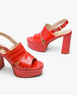 Sandalias*Cuplé Sandalia Plataforma Napa Coco Naranja