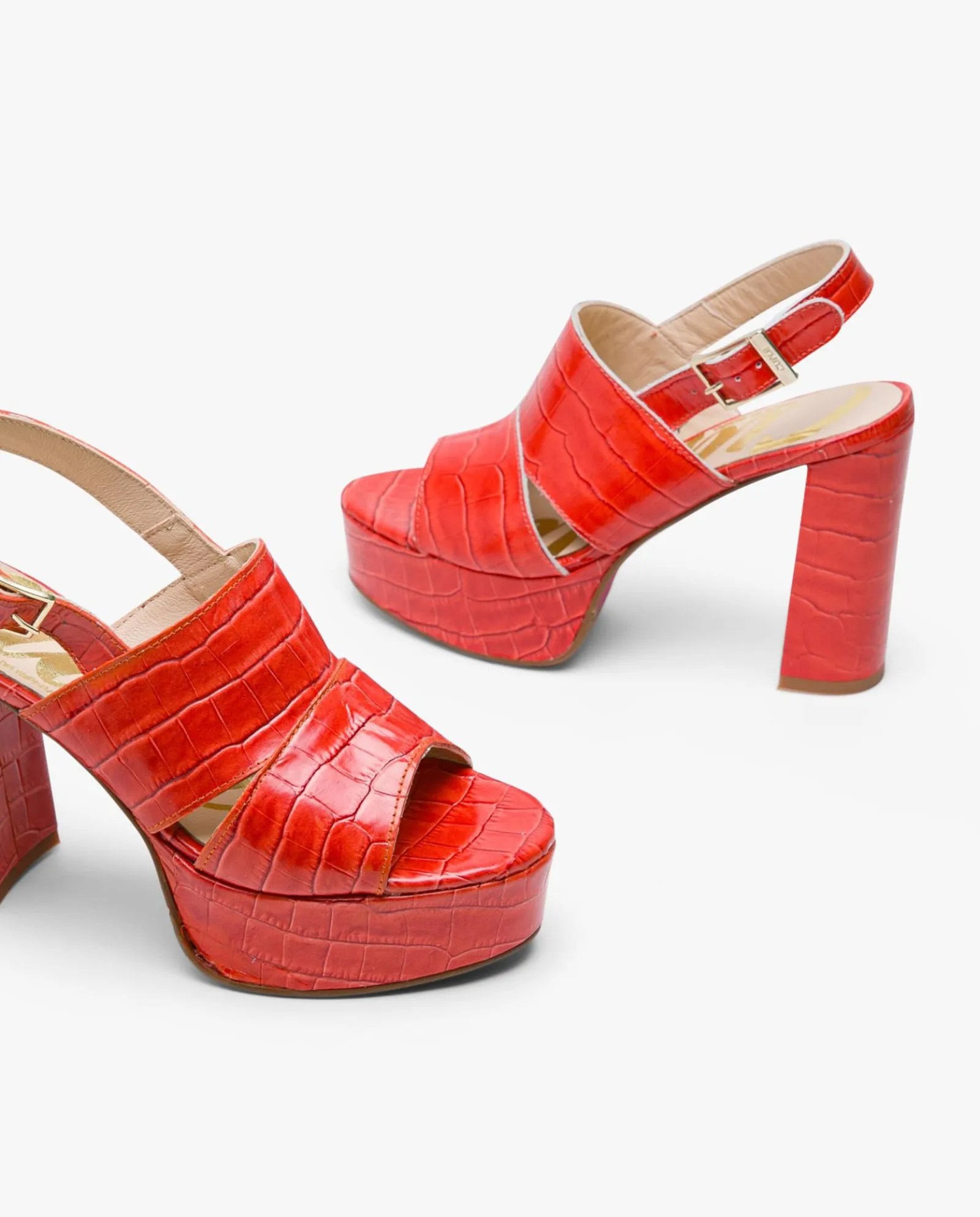 Sandalias*Cuplé Sandalia Plataforma Napa Coco Naranja